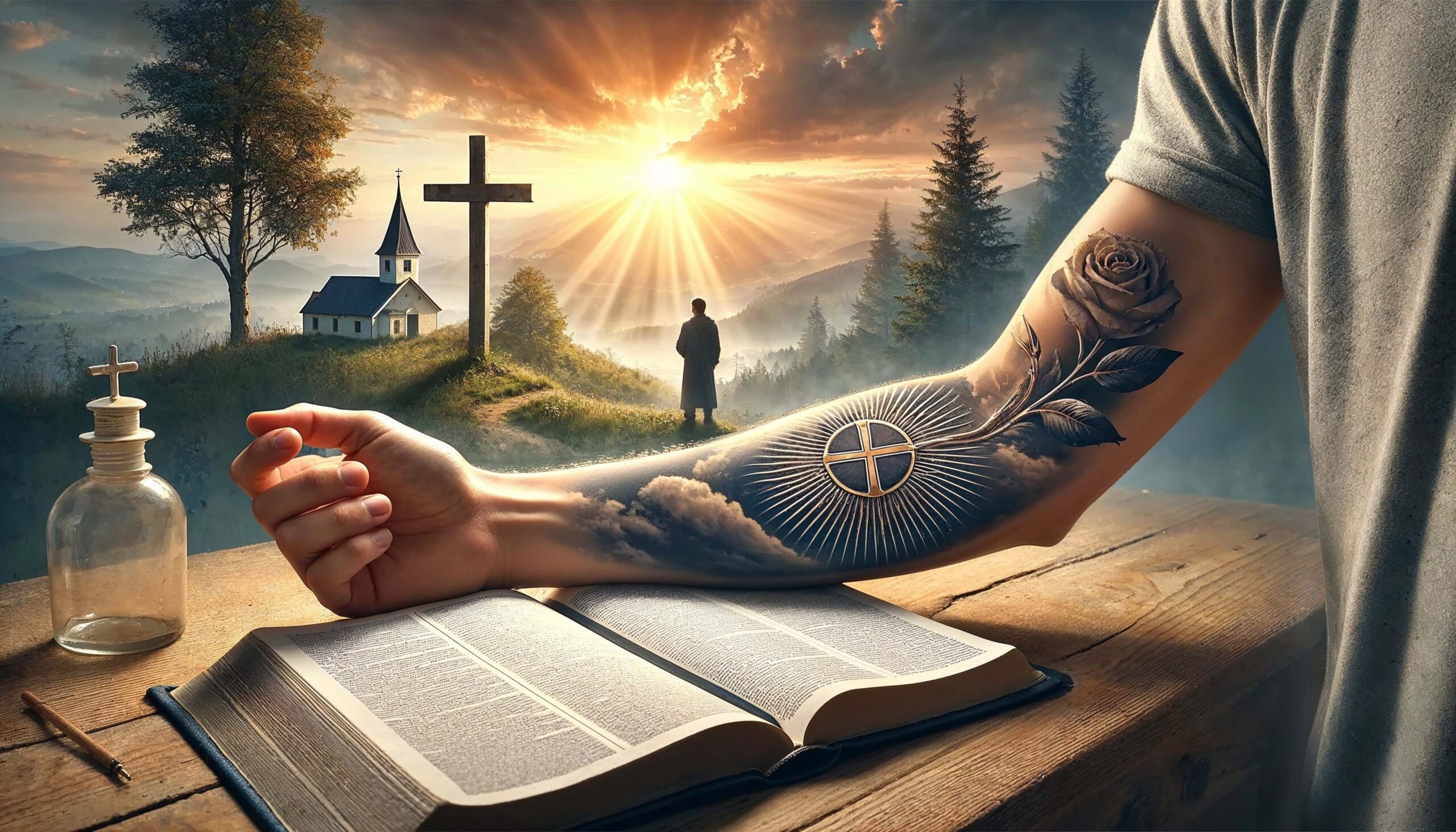 tattoo,hand,cross,church