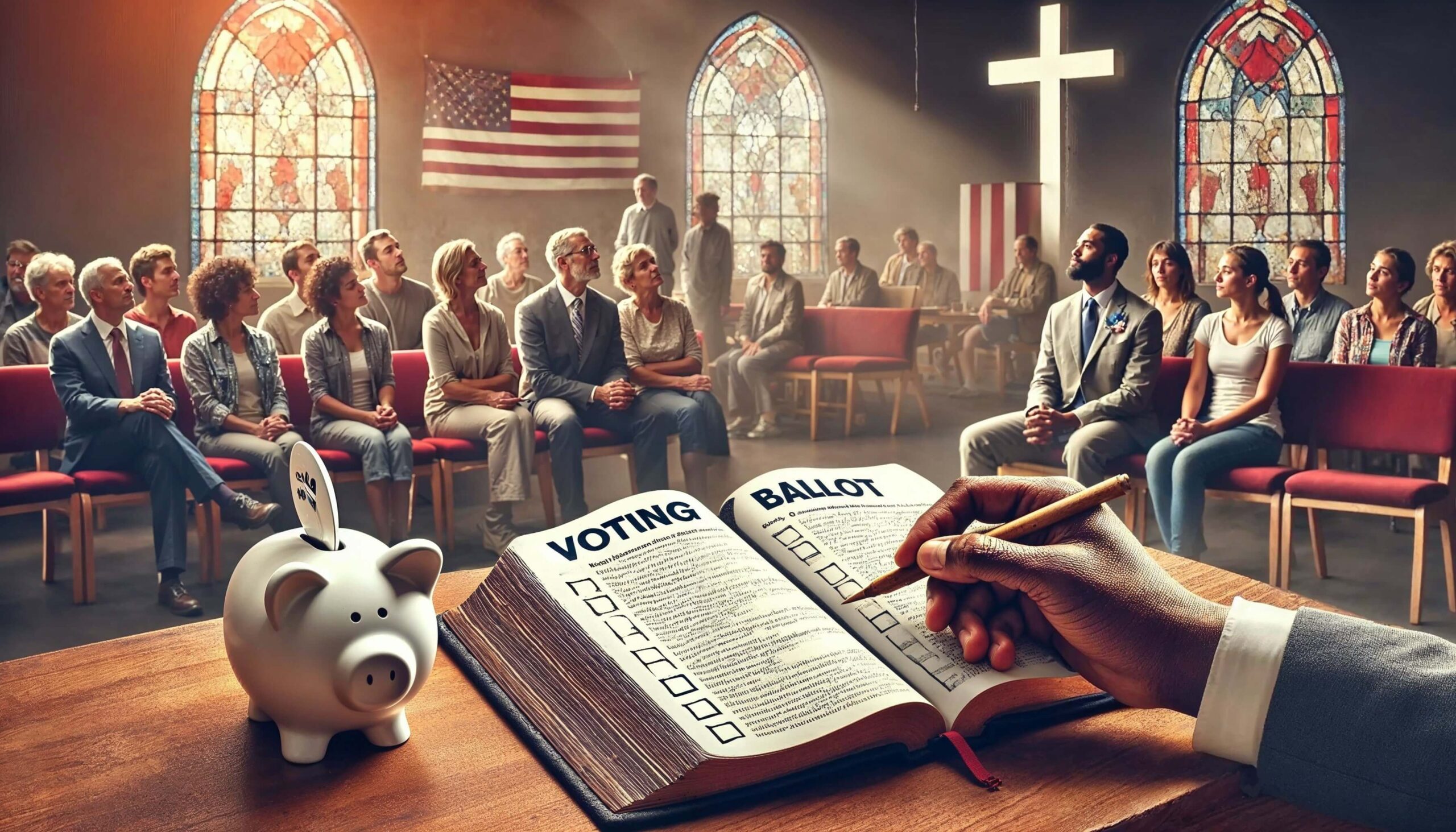 christians,church,voting,ballot,cross,people