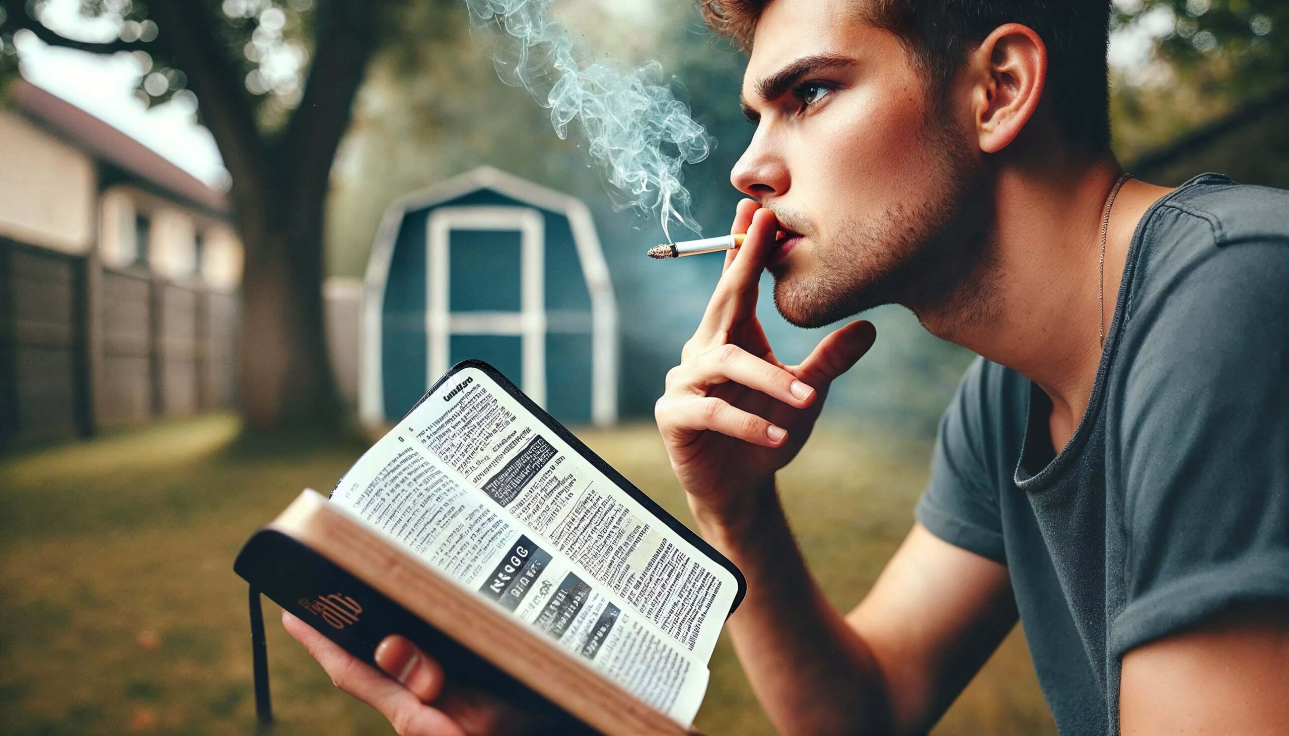 smoking,bible,young man